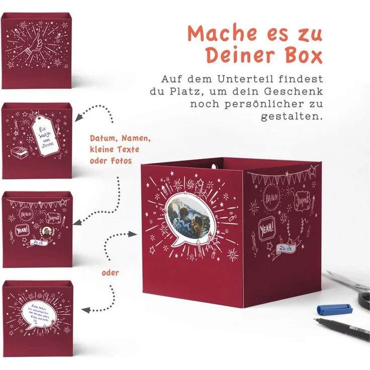 SURPRISA Geschenkbox Rätsel-Geschenkbox Happy Birthday mit Glitzer, originelle Geburtstagsbox mit Zahlenschloss zum Geburtstag – Bild 3