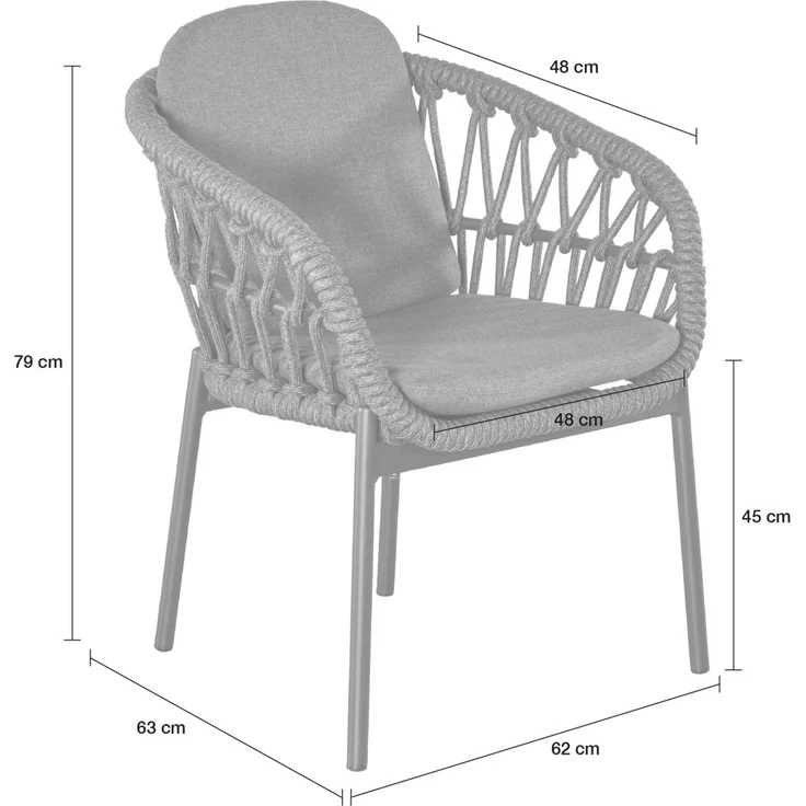 Gartenstuhl Balu Armlehnenstuhl mit Sitz- und Rückenkissen Anthrazit – Bild 2