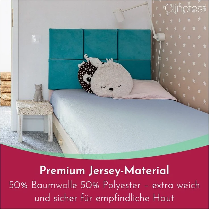 Clinotest Spannbettlaken Kinderbett 70x140 cm, bis 95°C waschbares Jersey, 100% Baumwolle, Gummizug: rundum elastisch ohne auszuleiern, (1 Stück), Bettlaken für Kindermatratzen und Topper bis 10cm Höhe – Bild 2