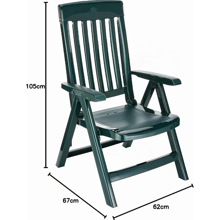 Sieger Palma Klappsessel 4 fach verstellbar, Vollkunststoff Smaragdgrün 62 x 105 x 67 cm – Bild 3