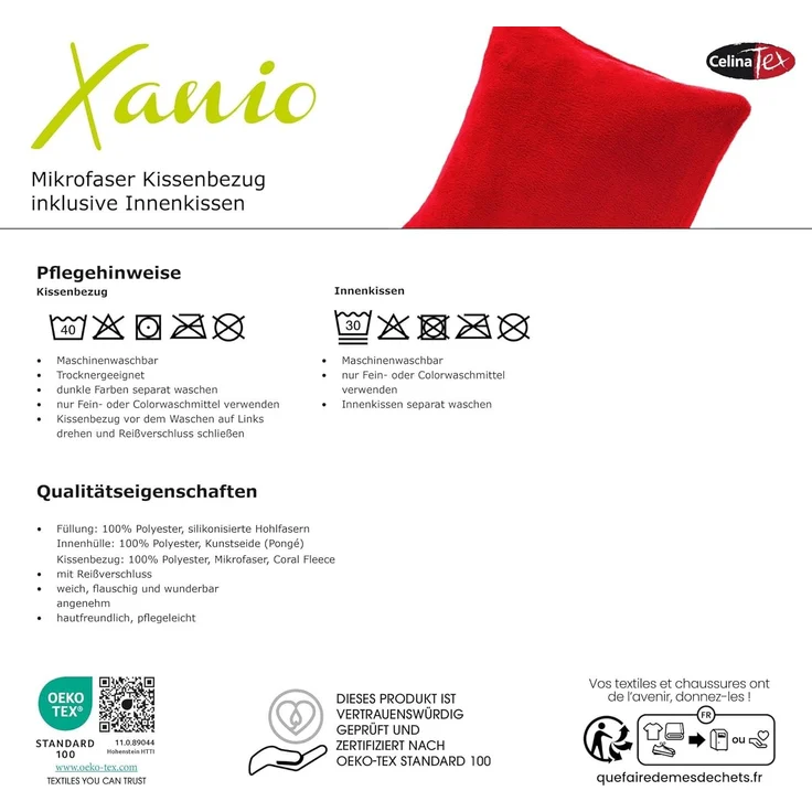 CelinaTex Dekokissen Xanio Deko Kissen Zierkissen Kopfkissen Sofa Fleece 40x60cm bordeaux, anschmiegsam,bügelfrei,flauschig,kuschelweich,leicht beziehbar – Bild 7
