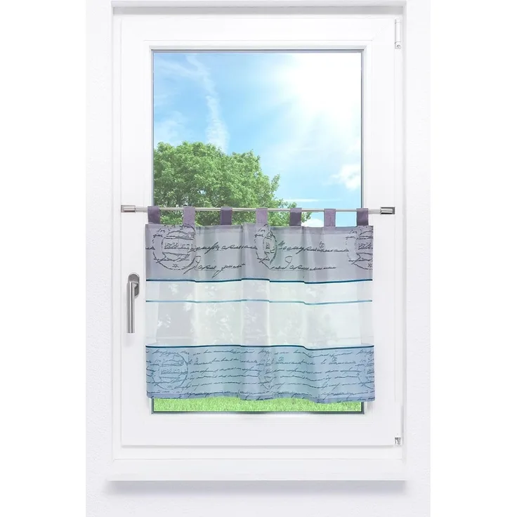 Scheibengardine von Lysel - Hermina (Bx H) 140cm * 50cm Blau/Petrol