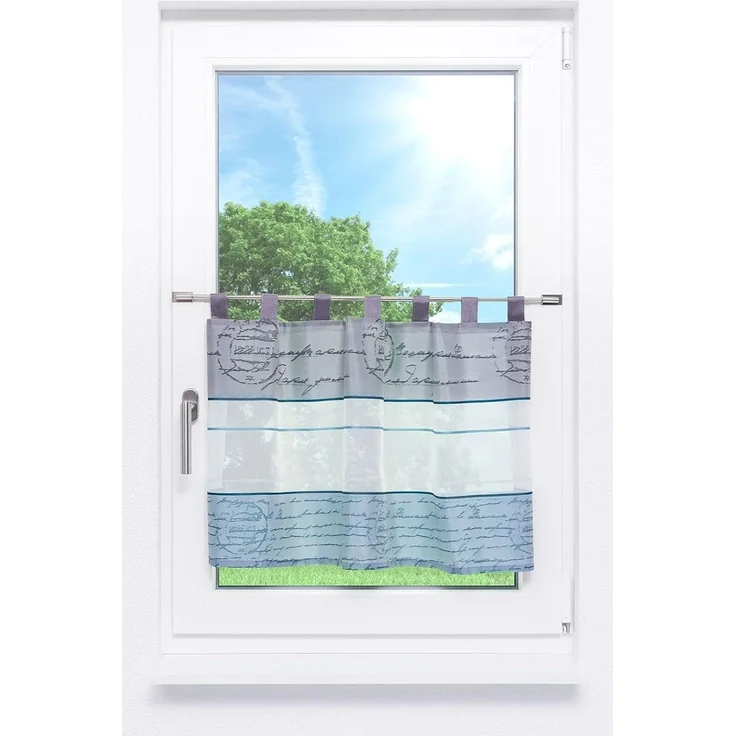 Scheibengardine von Lysel - Hermina (Bx H) 140cm * 50cm Blau/Petrol – Bild 1