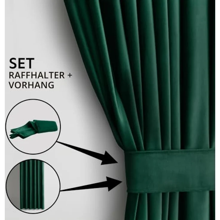 Restilo Gardine Gardine Multifunktionsband Kräuselband Vorhang Verdunkelnd Samt Textil (1 St), Kräuselband, verdunkelnd, Samt Textilien, mit Raffhalter – Bild 4