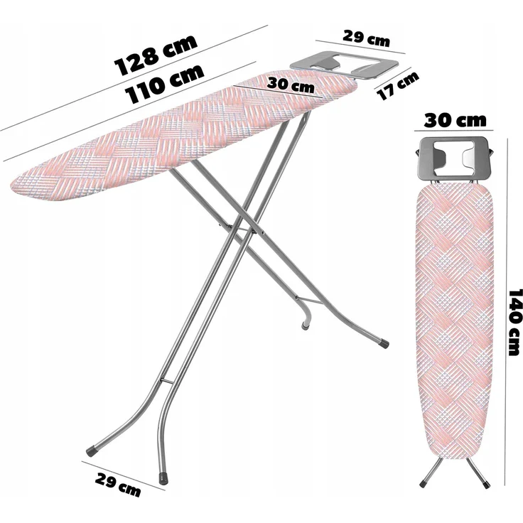 KADAX Tischbügelbrett 110x30cm - Stabiler Bügeltisch für Dampfbügelstation, klappbar, höhenverstellbar, mit hitzebeständiger Bügeleisenablage – Bild 2