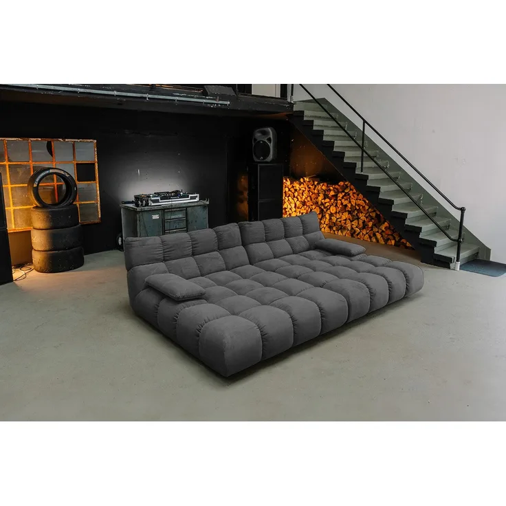 KAWOLA Big Sofa VIVIEN Feincord anthrazit 85 x 178 x 296 cm