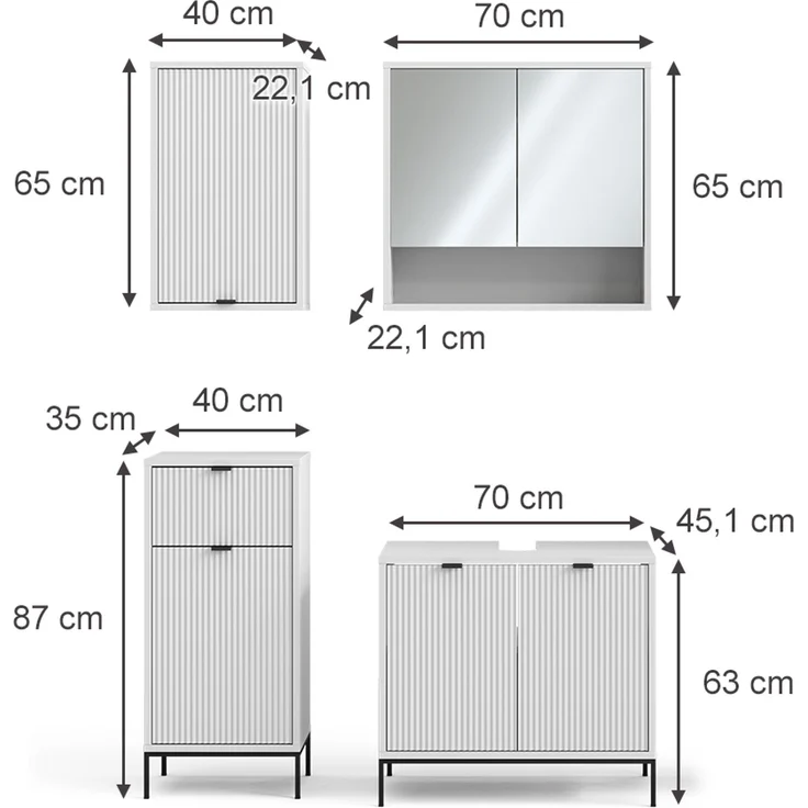 Badmöbel-Set Eliza Weiß 4-teilig Vicco – Bild 3