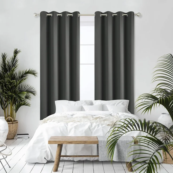 Deconovo Verdunkelungsvorhang Gardinen mit Ösen Blickdichte Vorhang Kälteschutz Schlafzimmer 2er Set, Blackout Curtain einfarbig Thermo Vorhang Verdunkelung Wärmeisolierend – Bild 3