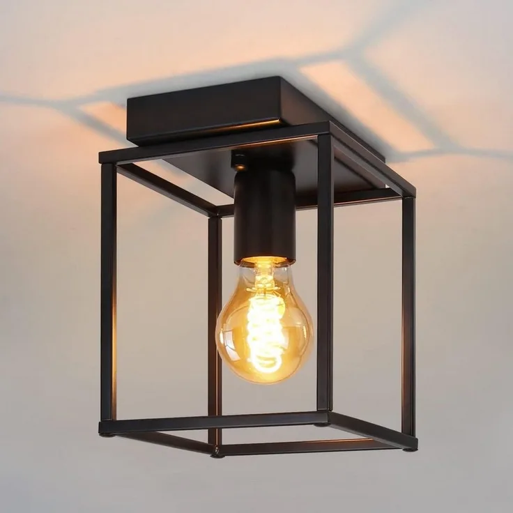 Nettlife Deckenleuchte Schwarz Vintage E27 Deckenlampe, ohne Leuchtmittel, für Schlafzimmer Wohnzimmer Flur Küche Esszimmer