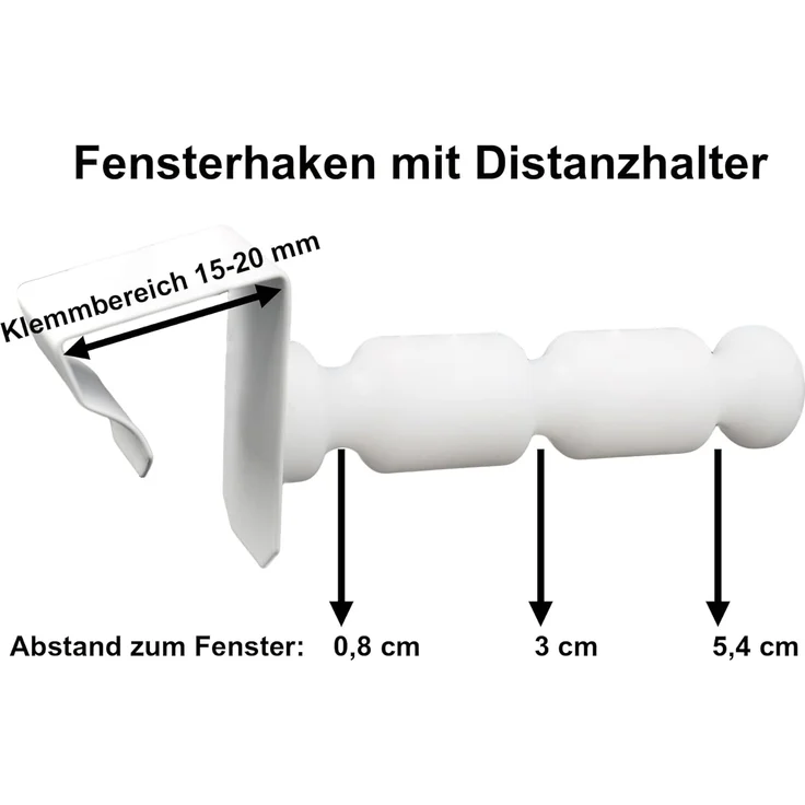 dekondo Fensterhaken mit Distanzhalter, Abstandhalter, geeignet für einen Klemmbereich von 15-20 mm, (2-St), für Fensterdekorationen, Sterne, Kränze etc. – Bild 7