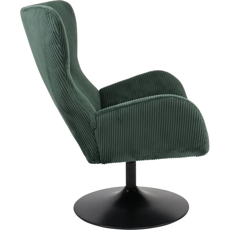 Hela Tische, Lounge-Sessel, Ohrensessel Samos, Bezug Cordstoff Grün, hoher Rücken, Trompetengestell 360° drehbar, 70 x 81 x 96 cm – Bild 4
