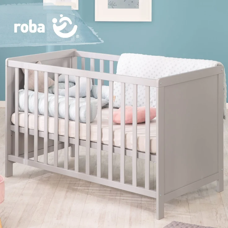 roba Beistell- & Babybett 60 x 120 - inkl. Lattenrost & Matratze - Höhenverstellbar - Taupe – Bild 6