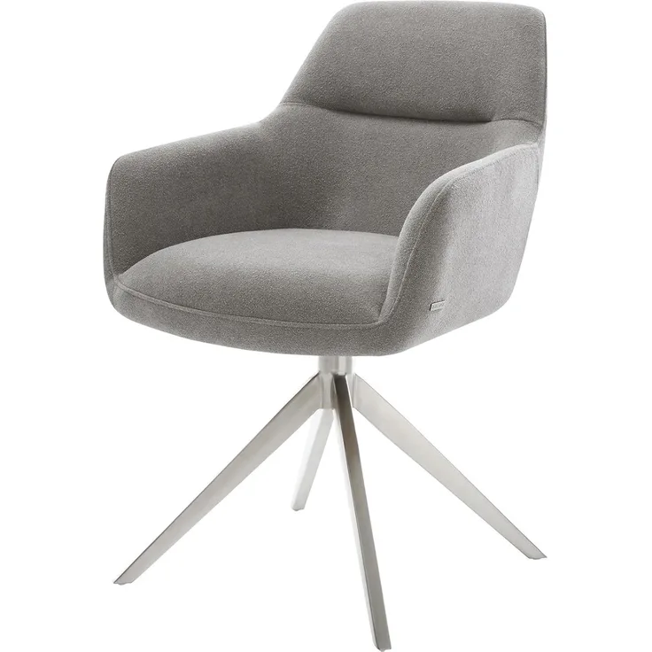 Drehstuhl Pejo-Flex Strukturstoff Soft Grau Kreuzgestell breit Edelstahl 360° drehbar Wippfunktion Taschenfederkern