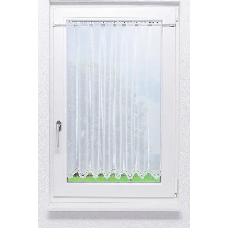 Scheibengardine von Lysel - Bogenmuster (Bx H) 75,6cm * 90cm reinweiß/Weiß – Bild 1