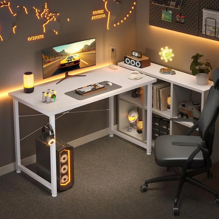 ODK Klein Schreibtisch Weiß 100×48cm Computertisch mit Aufbewahrungstasche – Bild 5