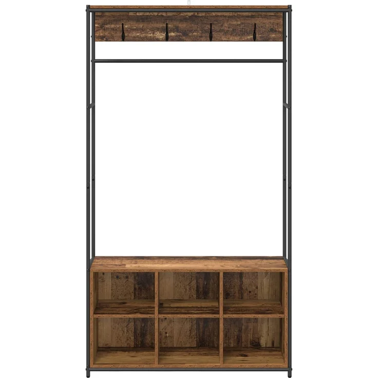 vidaXL Garderobenständer mit Schuhbank Altholz 100 x 32 x 180,5 cm 8012036 – Bild 3