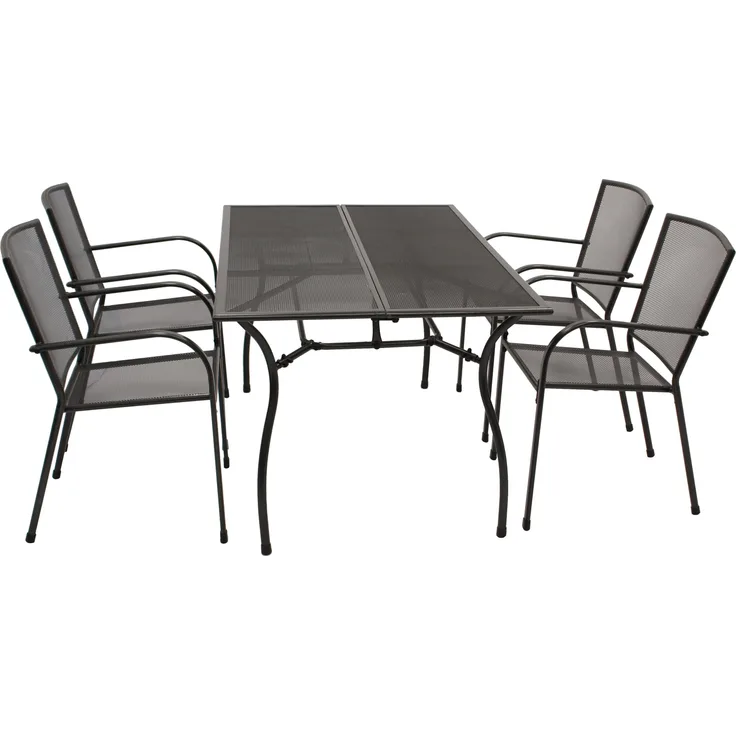 Garnitur CLASSIC 5-teilig, Streckmetall anthrazit (Tisch 90x150 cm)