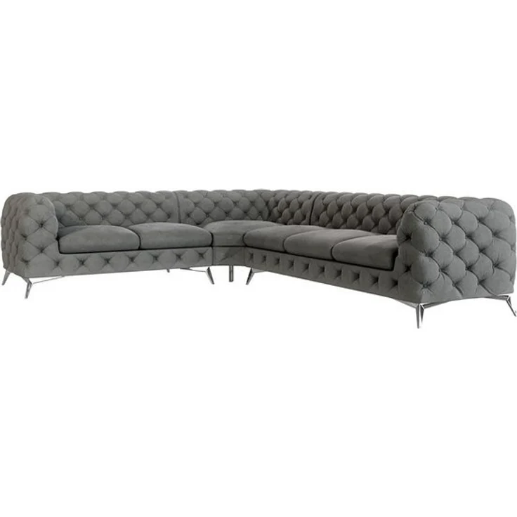 S-Style Möbel Ecksofa Chesterfield Kalina mit Silber Metall Füßen, Die Eckeinheit kann entweder rechts- oder linkshändig sein, mit Wellenfederung – Bild 4