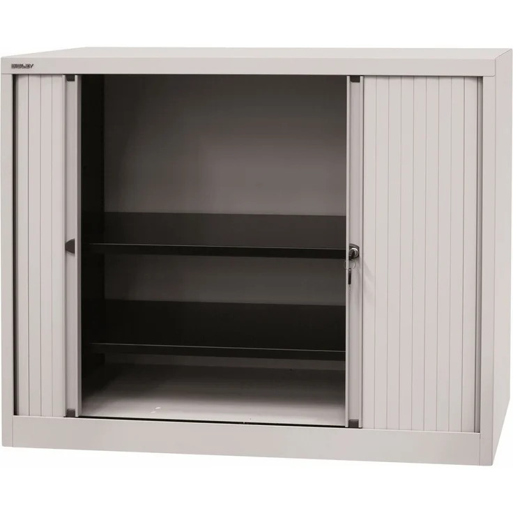BISLEY Rollladenschrank in schwarz abschließbar Schrank aus Metall Rolladen aus Kunststoff inkl. 2 Einlegeböden, ET412102S-5633 – Bild 10