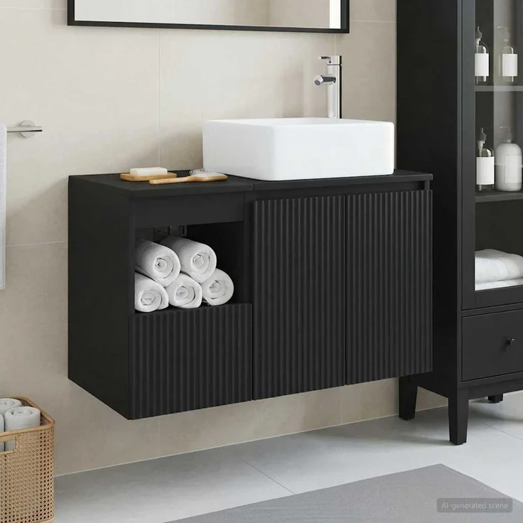 vidaXL Badezimmerschrank-Set 2 stk. Schwarz 79,5 x 41 x 80 cm 3404045 – Bild 1