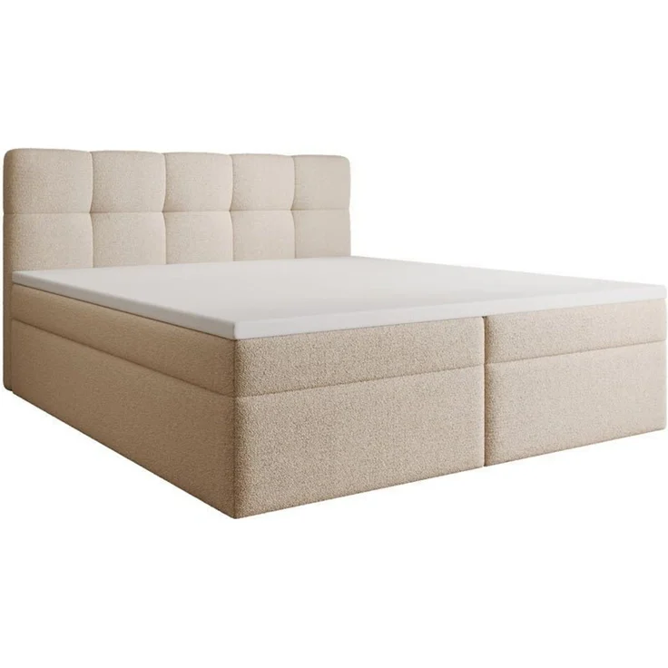 Luxusbetten24 Boxspringbett Cozy II in Teddy Bouclé, mit Stauraum, inklusive Topper – Bild 1