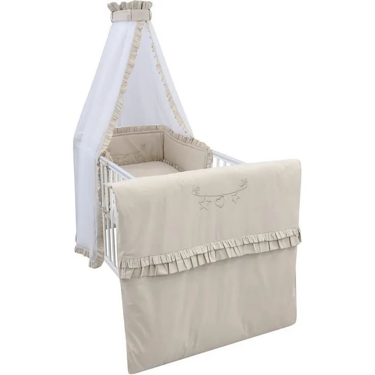 Baby-Delux Komplettbett Babybett Jack Komplettset Royal Rüsche, 10-tlg, Kinderbett 70x140 cm weiß, Bettset verschiedene Designs