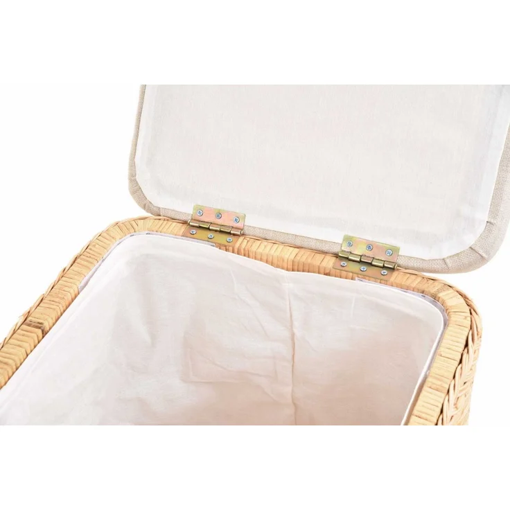 Krines Home Sitztruhe Rattan Wäschekorb Quadratisch Wäschetruhe Sitz gepolstert Flur-Bank, Aufbewahrungsbox mit Deckel Bad-Hocker Sitzhocker Wäschesammler – Bild 2