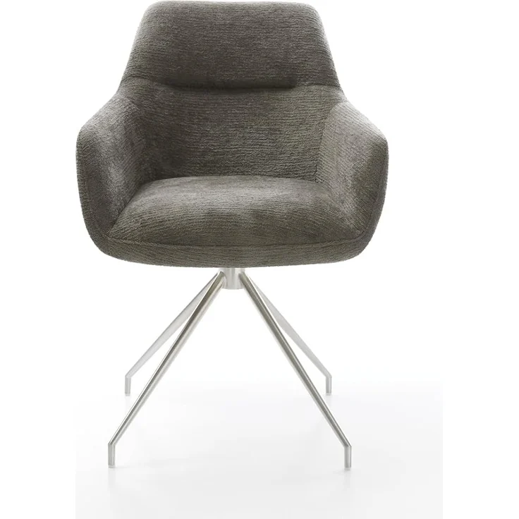 Esszimmerstuhl Pejo-Flex Bouclé Soft Schlamm Kreuzgestell konisch Edelstahl Taschenfederkern – Bild 1