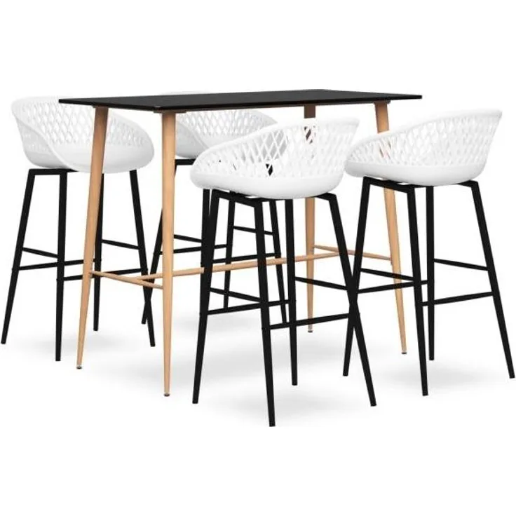 vidaXL 5-tlg. Bar-Set Schwarz und Weiß 3057460