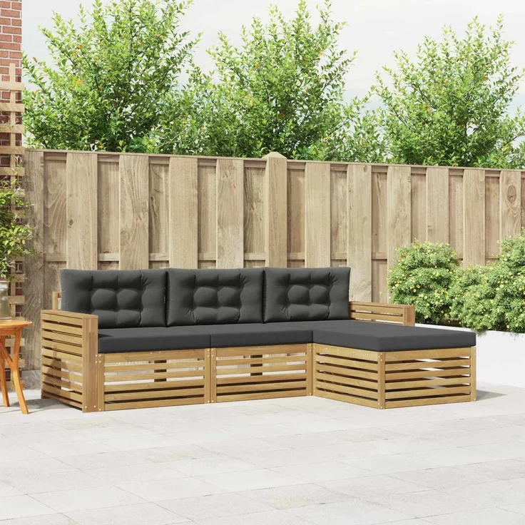 vidaXL Outdoor-Sofagarnitur 4 stk. 3-Sitzer Weiß und Anthrazit 3390292