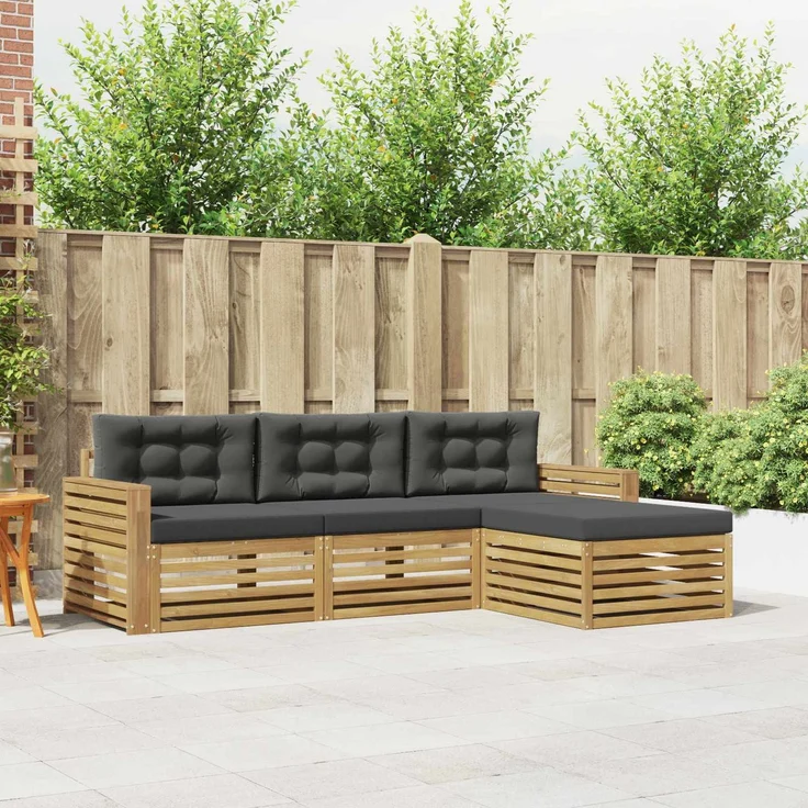 vidaXL Outdoor-Sofagarnitur 4 stk. 3-Sitzer Weiß und Anthrazit 3390292 – Bild 1