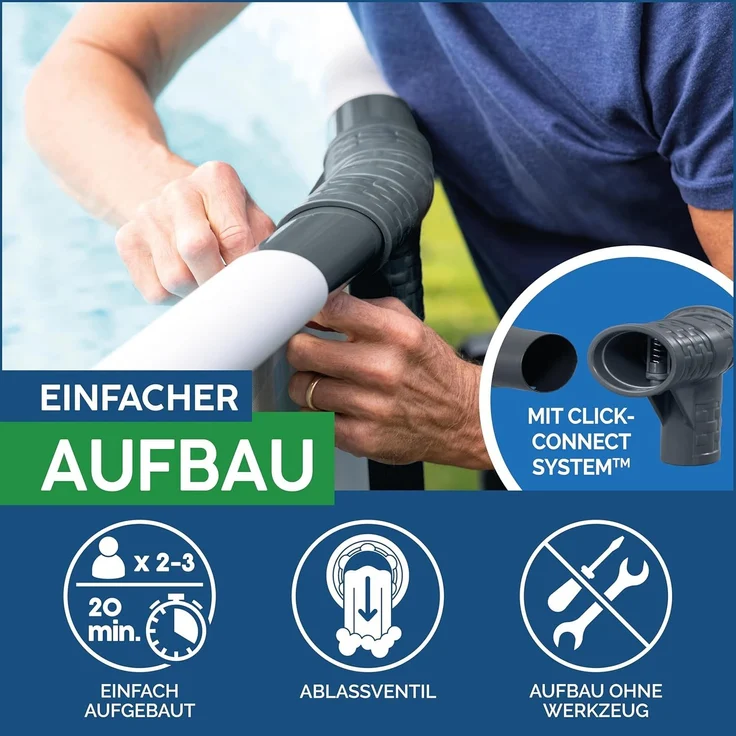 Bestway Steel Pro MAX Frame Pool Komplett-Set mit Filterpumpe Ø 488 x 122 cm , lichtgrau, rund – Bild 6