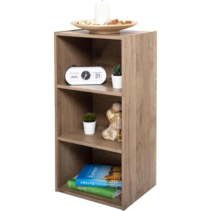 Iris Ohyama, Bücherregal, Beistellmöbel, 3 Feste Regale,Design, Modular, Büro, Schlafzimmer, Wohnzimmer- Module Shelf MDB-3 - Aschbraun