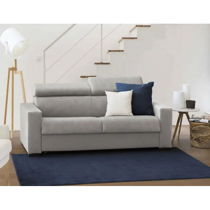 Talamo Italia Schlafsofa Sonia mit 2Sitzen Large,Wohnzimmersofa,Made in Italy,Drehbare Öffnung mit Matratze und Netz inklusive,verstellbaren Kopfstützen und Standardarmlehnen,cm:200x95h85, Farbe Grau