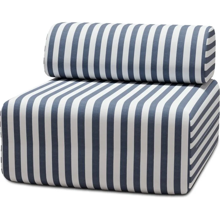 Gestreifter Outdoor-Sessel, weiß und dunkelblau – Bild 1
