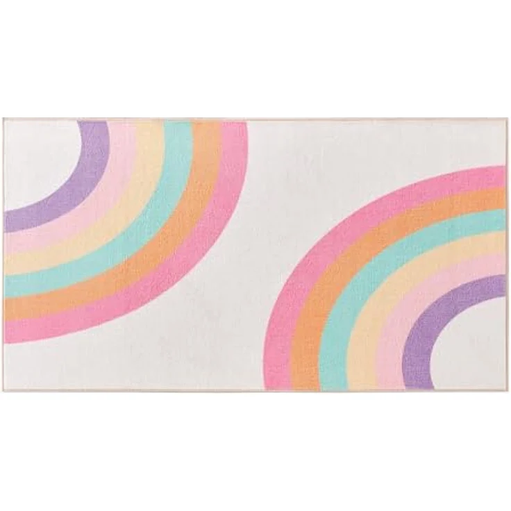 Sonive Rosa Regenbogen Teppich Kinderteppich für Junge Mädchen 80x150cm | Rutschfeste Krabbelmatte für Wohnzimmer, Schlafzimmer, Kinderzimmer – Bild 7