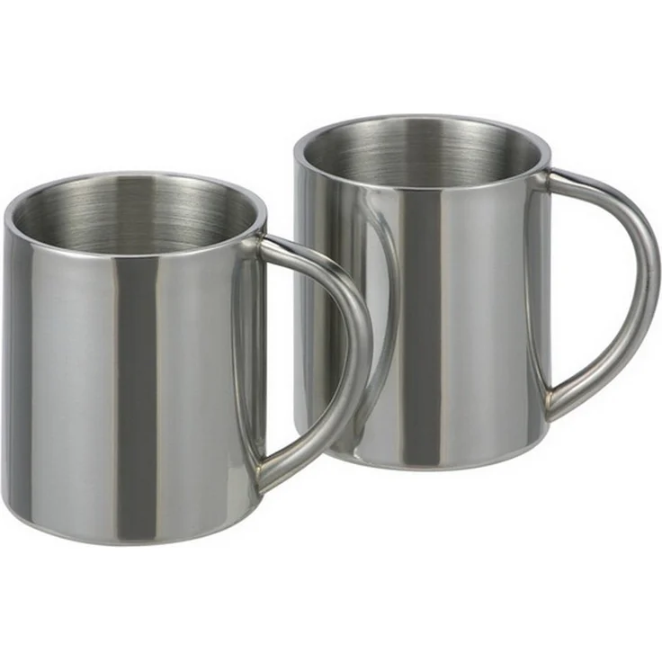 QIUQIU Thermobecher 2er-Set, doppelwandig, isoliert, Edelstahl, silber, 200 ml – Bild 1