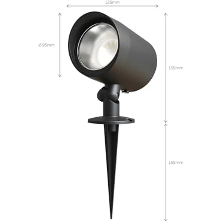 CALEX LED Gartenstrahler mit Erdspieß, warmweißes Licht (2700K), IP44 Wetterbeständig, Schwarz – Bild 2