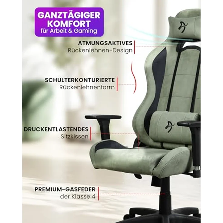 Arozzi Torretta Supersoft, Bürostuhl in forest green mit 3D-armlehnen, bis 120 kg, ergonomisches Design – Bild 4