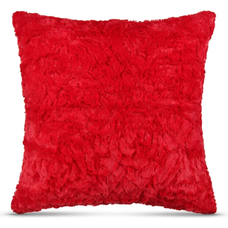 Flauschiges Dekokissen 40x40 mit Reißverschluss, ( Rot ) Kissenbezug inkl. Kissen mit Rosenmuster, Dekorative Kissenbezüge, weicher Bezug – Bild 1