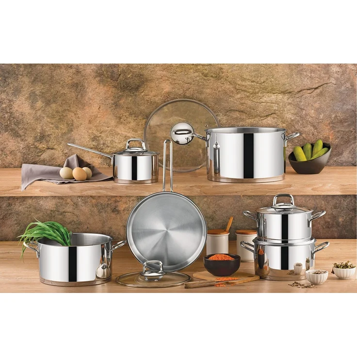 Hermia Concept 'Dilan4017' Topfset (11-teilig), Silber, 28 x 28 cm, 11000 ml