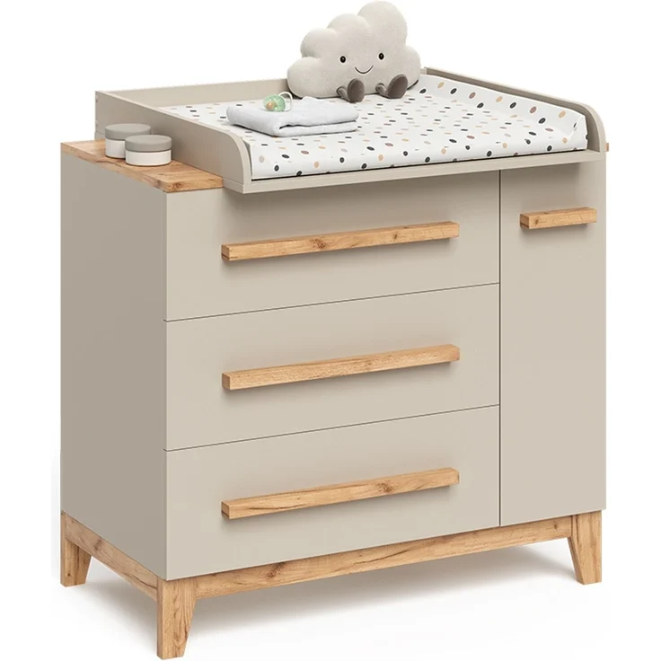Wickelkommode Malia Cashmere 98x98 cm mit 1 Tür & 3 Schubladen Vitalispa – Bild 6