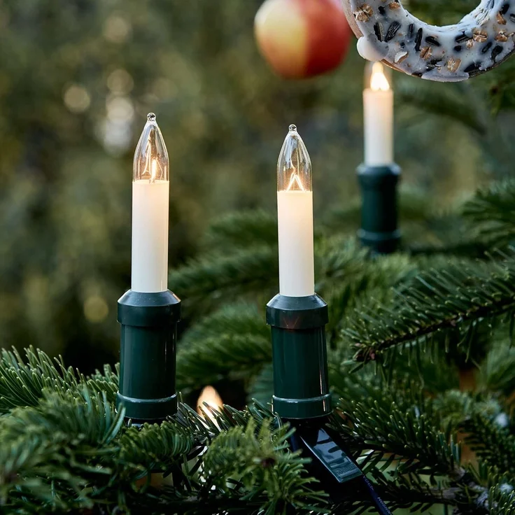 Hellum Lichterkette mit 20 Weihnachtskerzen mit Clip, 19 m, Elfenbein