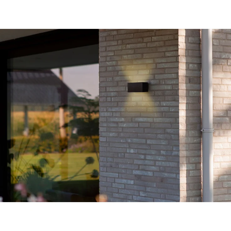 HYBRID LED Außenwandleuchten 2er SET, Solar & Strom 230V, Anthrazit, 18 x 9 x 8 cm – Bild 9