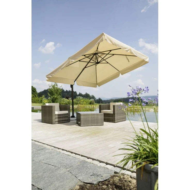 Sonnenschirm Rhodos 300x300/8 quadratisch, ca. 300 x 300 cm natur – Bild 5