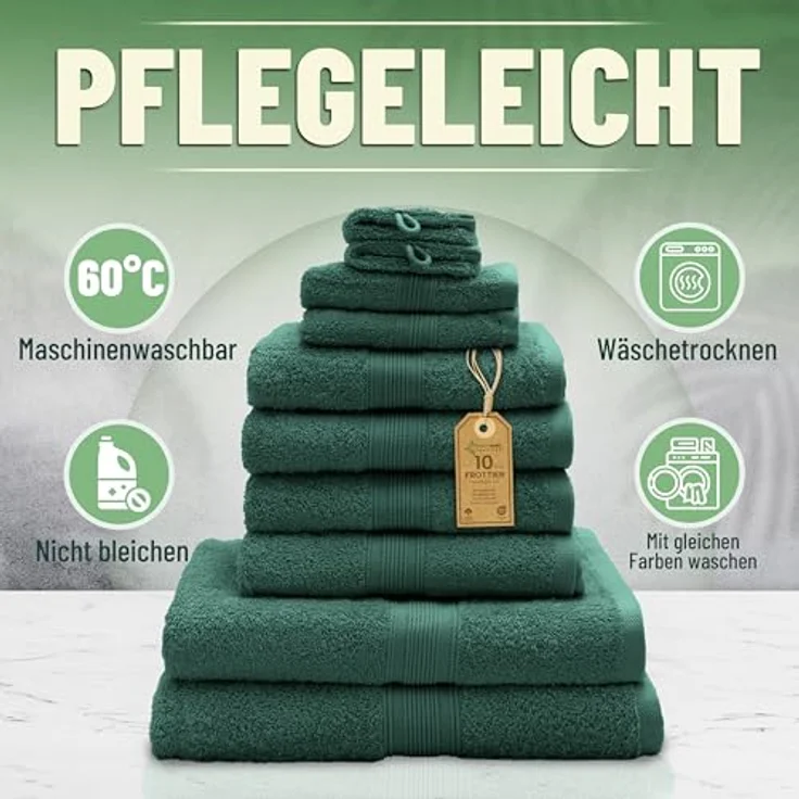 GREEN MARK Textilien Frottierset 10-teilig, dunkelgrün – Bild 9