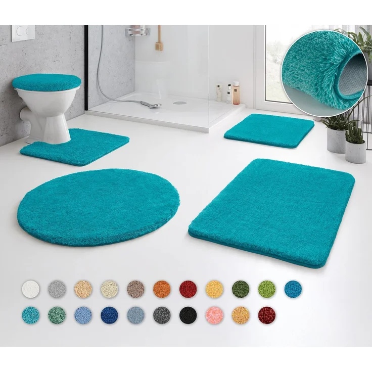 Kleine Wolke Badematte RELAX, Badvorleger, Badezimmer Teppich, Höhe 30 mm, rutschhemmend beschichtet, fußbodenheizungsgeeignet, Polyacryl, rund, Badteppich, meliert, rechteckig, rund & als Set erhältlich – Bild 1