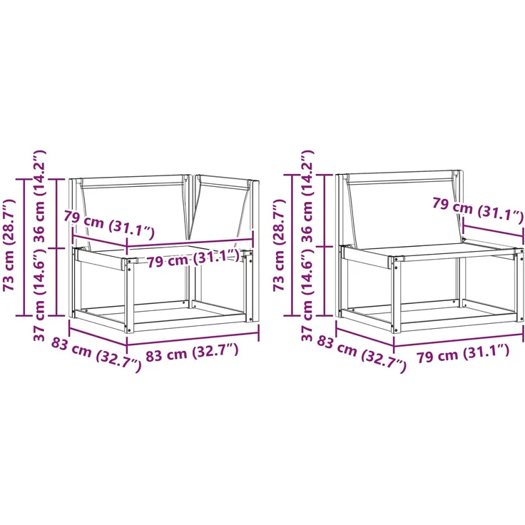 vidaXL Outdoor-Sofagarnitur 8 pcs Weiß und Beige 79 x 79 x 37 cm 3388511 – Bild 8