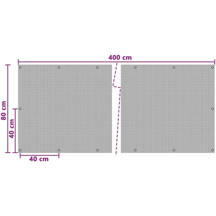 vidaXL Balkonsichtschutz mit Ösen 400 x 80 cm Poly-Rattan Anthrazit 42032634 – Bild 5