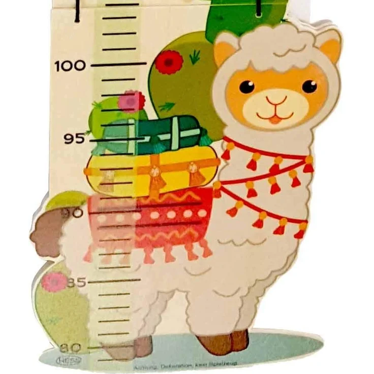 Hess Holzspielzeug 14633 - Messlatte aus Holz für Kinder, Serie Lama, handgefertigt, klappbar, geeignet für eine Körpergröße von ca. 80 bis 150 cm – Bild 2